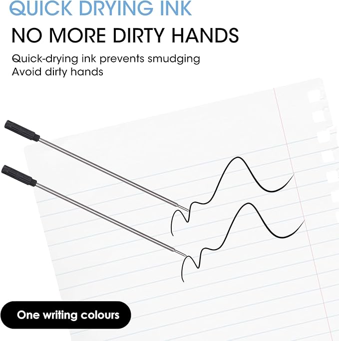 0.7 mm Ballpoint Ink Twist Pen Refills, 15 Pcs Medium Point Metal Smooth Writing Replaceable Ink Refill, Stationery Compatible for Cross Ballpoint Replacement (4.6in M) (Black, 15)