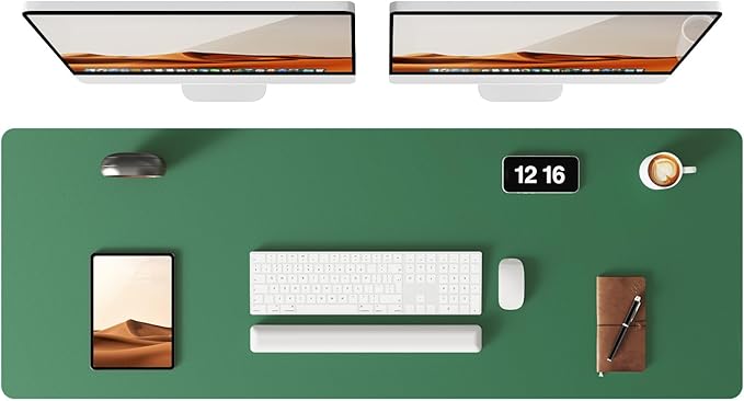 YSAGi Leather Desk Pad Protector, Office Desk Mat, Large Mouse Pad, Non-Slip PU Leather Desk Blotter, Laptop Desk Pad, Waterproof Desk Writing Pad for Office and Home (Jade Green, 47" x 17")