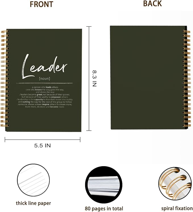 OXW Leadership Gifts Notebook Journal, Leader Gifts for Women Men, Office Notebook for Work, Thank You Gifts for Leader Mentor Boss Supervisor, Olive Green Spiral Notebook 5.5 x 8.3