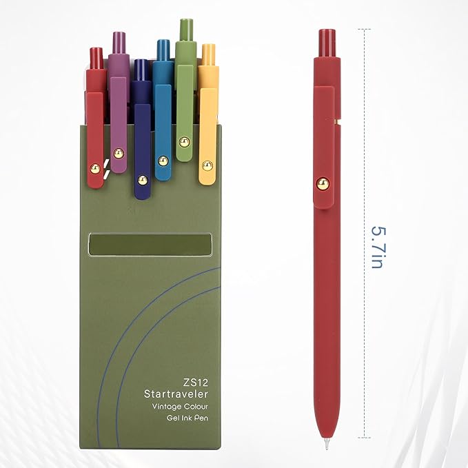 Gel Pens 6Pcs, 0.7mm Smooth Writing Black Ink Pens for Journaling, Cute Aesthetic Office Desk Accessories, School Supplies, Gift for Students & Artists (6Pcs Vintage-Black Ink)