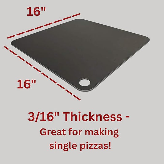 ThermiChef 16" by 16" Pizza Steel (3/16" Standard Thickness) - Multipurpose Cooking Steel for Ovens & Grills - Made in the USA