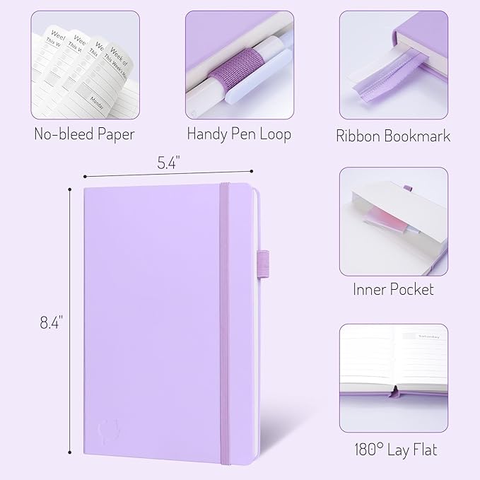 Undated Weekly Planner for 2025, Forvencer Simplified Weekly & Monthly Calendar Planner, Cute Daily Organizer Notebook, Agenda Journal to Track Goals & Tasks, Start Anytime, A5 Size, Pink