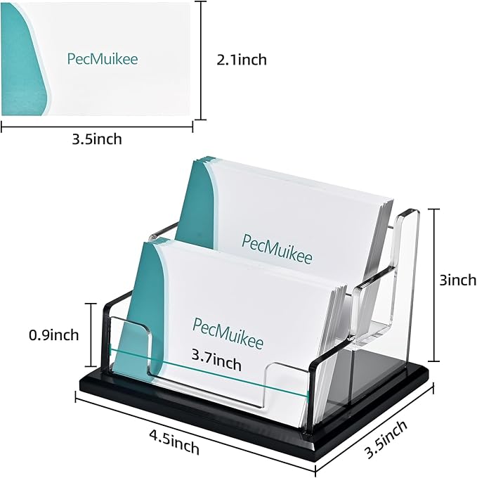 PecMuikee Business Card Holder for Desk,Acrylic Business Card Display Stand,Multiple Business Card Holders for Office, Exhibition, Home, Restaurant 2 Slot 2 Tier