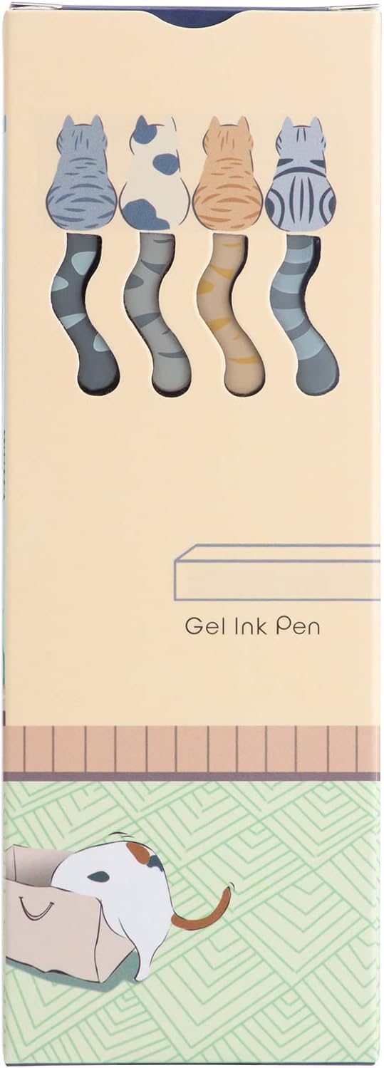 4PCS Cute Cat Retractable Gel Pens Set, Quick Dry Black Ink Fine Point Roller Ball Gel Ink Pen for Smooth Writing (Morandi Color)
