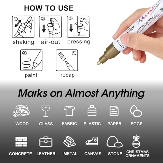Overseas Permanent Paint Pens Green Markers - 2 Pack Single color Oil Based Paint Markers, Medium Tip, Quick Drying and Waterproof Marker Pen for Metal, Rock Painting, Wood, Plastic, Canvas, Mugs