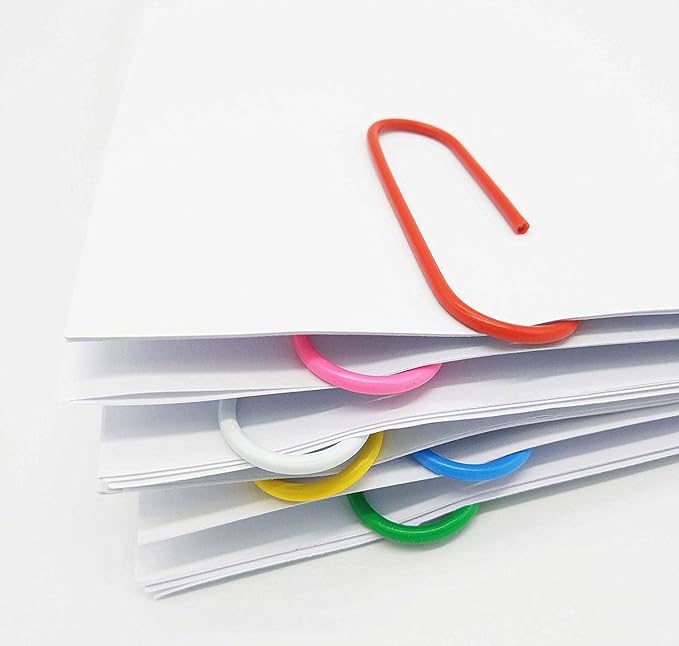 Vinaco Paper Clips Colorful, 400PCS Medium and Jumbo(1.3 inch & 2 inch) Paper Clips, Durable and Rustproof, Coated Large Paperclips Great for Office School Document Organizing (Multicolored)