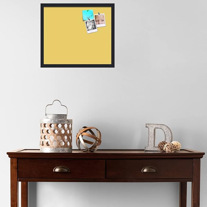 PinPix 20x17 Inch Cork Bulletin Board. This Decorative Framed Pin Board Comes with Honey Pastel Design and a Satin Black Frame. Ideal for Home Office Decor or Message Board (PinPix-1810)
