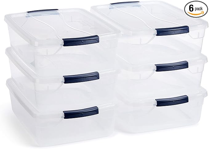 Rubbermaid Cleverstore 17 Qt Clear Storage Bins with Lids, 6-Pack, Stackable, BPA-Free, Made in USA