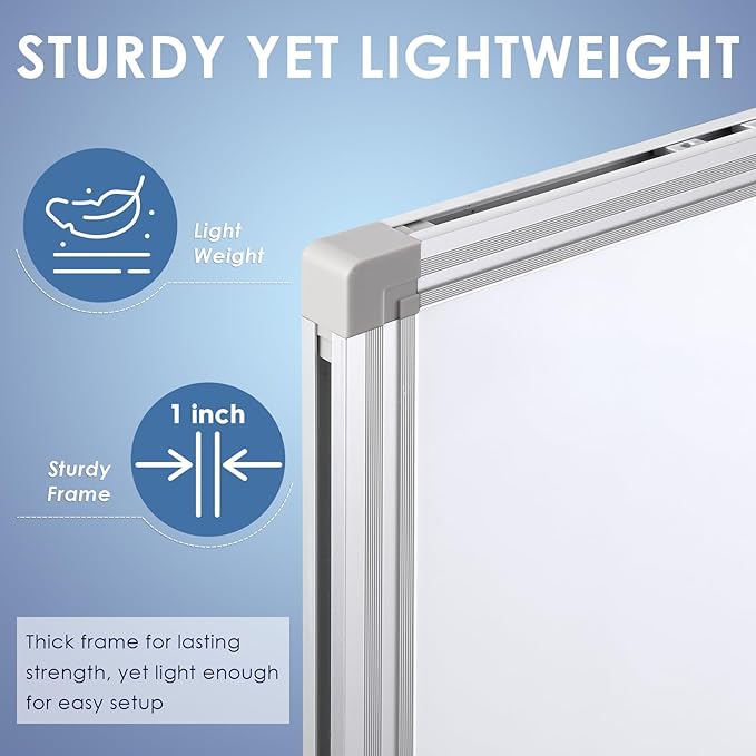 SWANCROWN Large White Board Dry Erase 60" x 48" Presentation Magnetic Whiteboard with Long Pen Tray, Dry Erase Board for Wall, School, Office and Home 5' x 4'