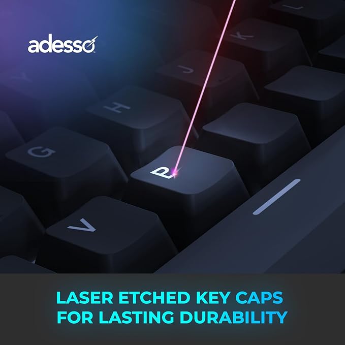 ADESSO EasyTouch 1200 Wired/Wireless/Bluetooth Multi-OS Illuminated Mechanical VIA Mini Keyboard with Copilot Ai Hotkey
