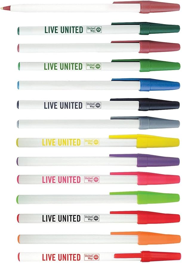 Personalized Stick Pens With your Custom Logo or Text-500 Pack Bulk-for Businesses, Parties, and Events, Custom Printed Slim Ballpoint Pens with Cap, Pink, Black Ink