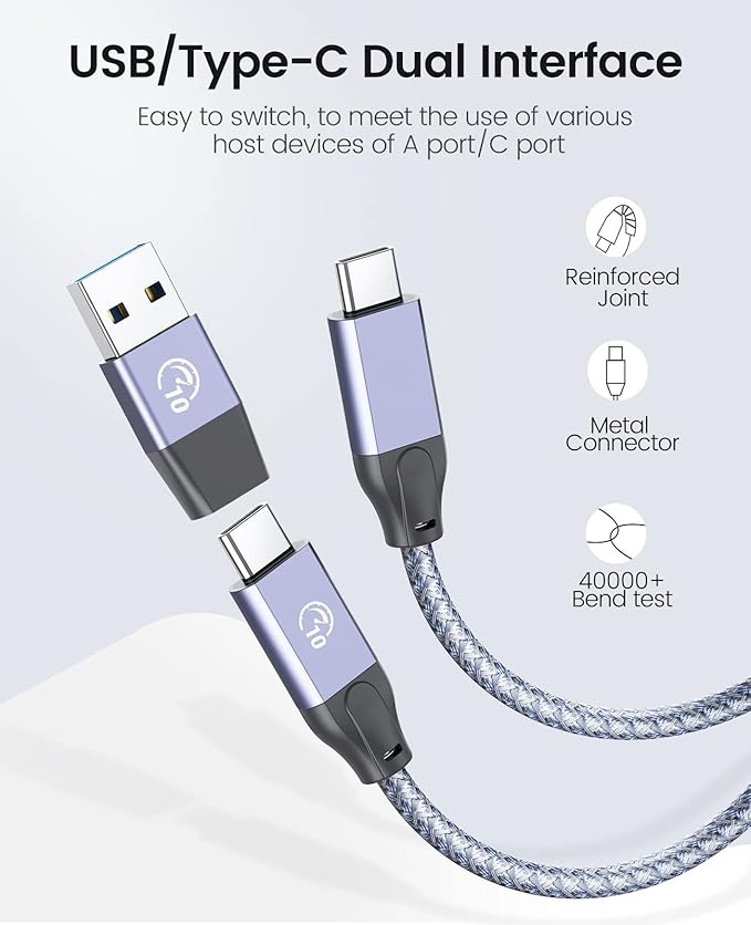 ORICO 4-Port USB 3.2 Gen 2 Hub 10Gbps with 2 USB A +2 USB C, Aluminium Hub with 1.64Ft USB-C Cable and USB-A Adapter USB Splitter for iMac, MacBooks, Mac mini