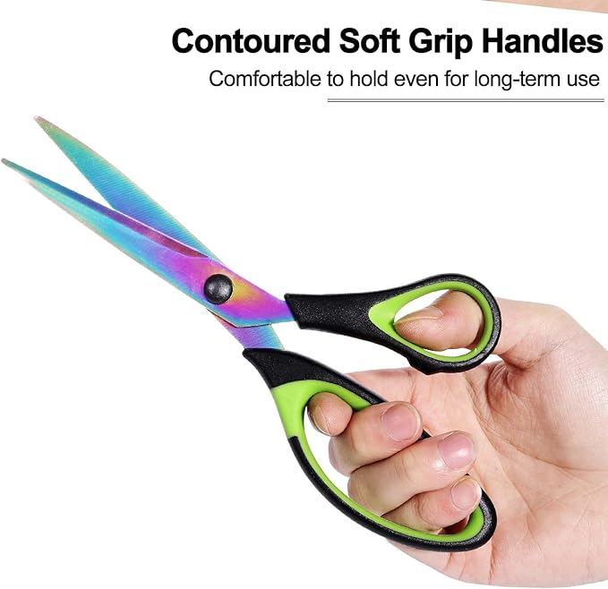 8.5" All-Purpose Scissors, 3-Pack Bulk Ultra Sharp Blade Shears, Comfort-Grip Sturdy Scissors for School, Office, Home, Sewing, Fabric, Craft Supplies, Right/Left Handed