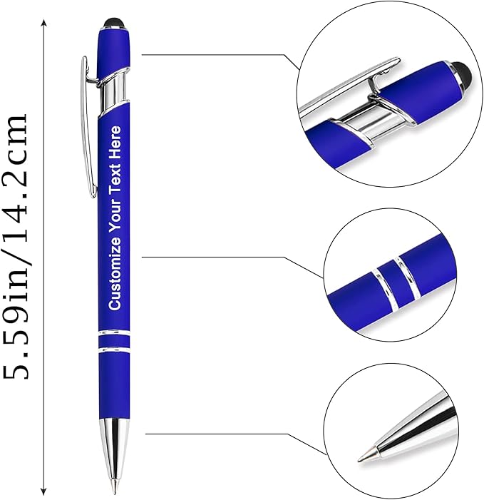 Max 500 Pcs Personalized Pens Bulk, Custom Pens with Free Engraving, Customized Stylus Tip Ballpoint Pen with Your Name Massage Text for School Office Business Graduation Anniversaries-250 Packs
