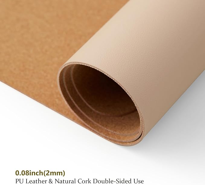 Cork Apricot Desk Mat - Dual-Sided Desk Pad for Office and Home - Desk Organization and Accessories - Ideal for Large Mouse Pad and Desk Mats on Top of Desks(31.5"x 15.7")