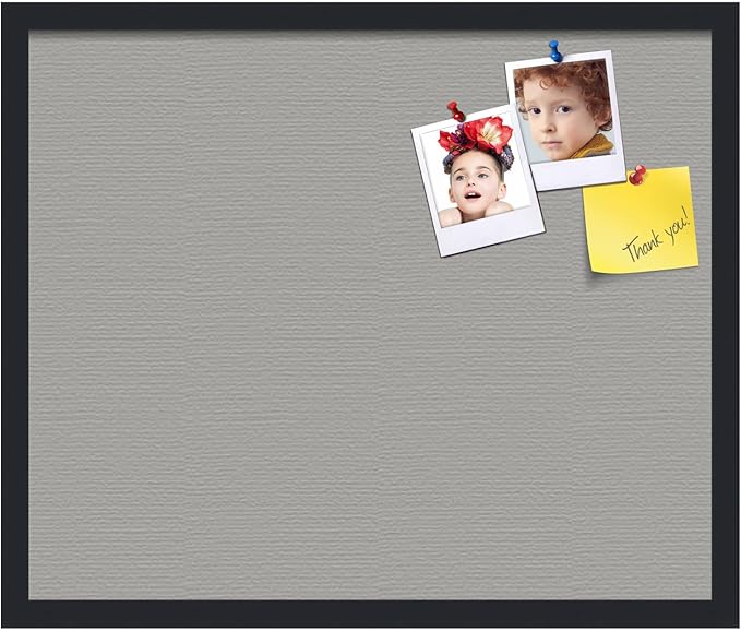 PinPix 24x20 Inch Cork Bulletin Board. This Decorative Framed Pin Board Comes with Dark Stone Design and a Satin Black Frame. Ideal for Home Office Decor or Message Board (PinPix-1808)