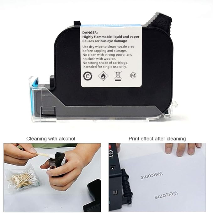 TOAUTO Original Portable Ink Cartridge Quick-Dry Replacement 42ml Ink Cartridge for Handheld Inkjet Printer Coding Machine(Black)
