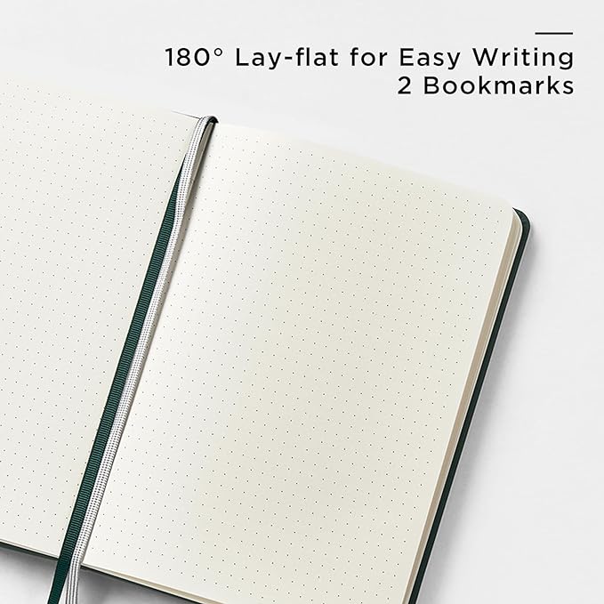 &And Per Se Dotted Journal Notebook, A5 Hardcover Leather Journal, 160 Pages 100 gsm Thick Dotted Paper,3 Sheets of Stickers Included - 5.7'' x 8''(Green)