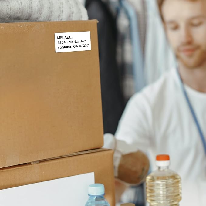 MFLABEL 2000ct 2x4 Inch Shipping Labels - 8.5"x11" Sheets (200 Sheets) for Laser/Inkjet Printers | Matte White Adhesive FBA Labels, Address & Barcode Stickers for Packages, Envelopes & Organizing