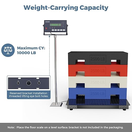 48"x48" Industrial Floor Scale, Professional Platform Scale with Digital Indicator, Weighing Scale for Warehouse Shipping and Industrial Use, 10000 lb x 1 lb, Black