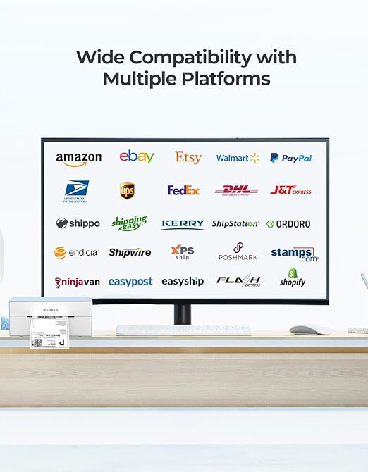 MUNBYN Bluetooth Thermal Label Printer, 4x6 Shipping Label Printer for Shipping Packages, Compatible with iOS, Android, PC, Mac, Chrome OS, Etsy, Ebay, Shopify, Amazon, USPS and More