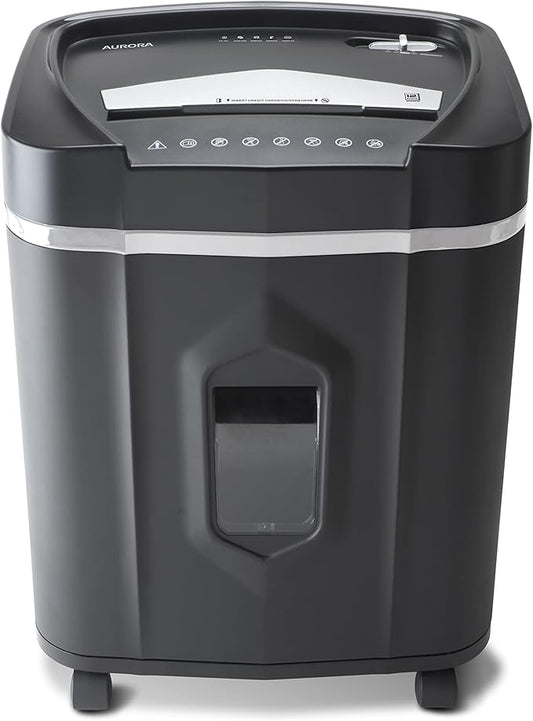 Aurora High-Security 12-Sheet Micro-Cut Paper/CD and Credit Card Shredder with 5 Gallon Pullout Basket / 60 Mins Running Time/Security Level P-4