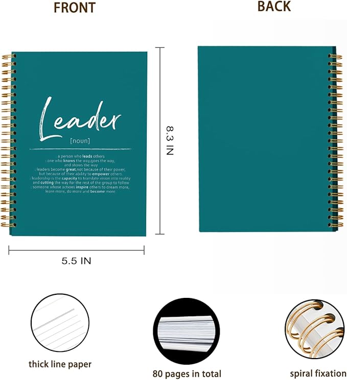 OXW Leadership Gifts Notebook Journal, Leader Gifts for Women Men, Office Notebook for Work, Thank You Gifts for Leader Mentor Boss Supervisor, Turquoise Spiral Notebook 5.5 x 8.3