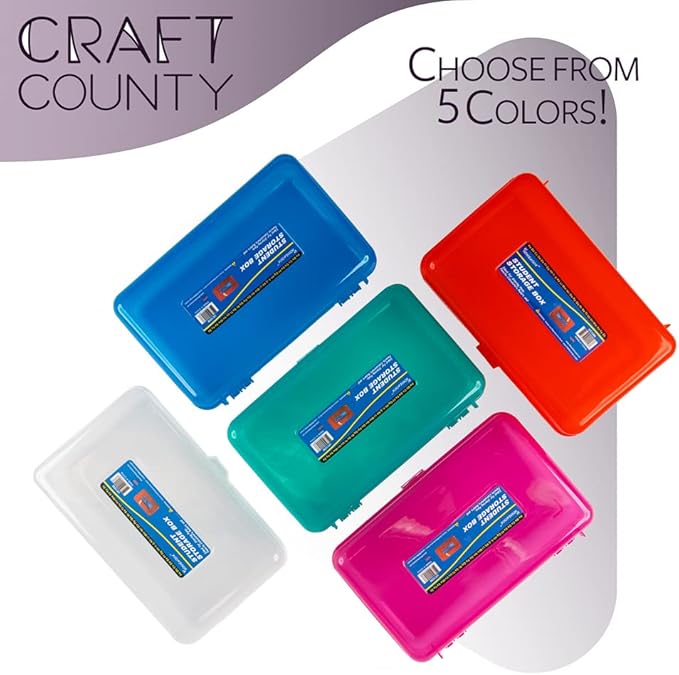 Craft County | Transparent Pencil Box | Colored Utility Box Storage Office Supplies Organizer | Green