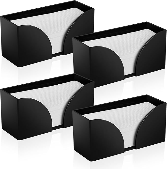 4Pack Paper Towel Dispenser Countertop Black Acrylic Paper Towel Holder for Bathroom Folded Clear Trifold Napkin Holder for Z-fold, C-fold, MultiFold Trifold - Home Kitchen