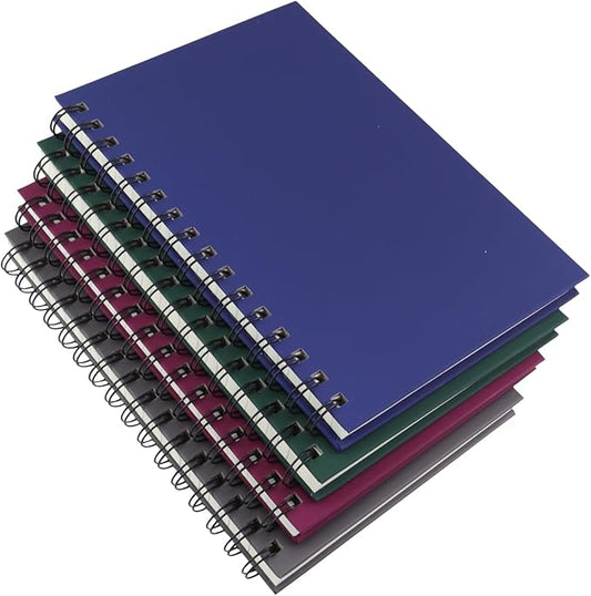 Spiral Notebook Journal,4 Pack A5 Hardcover Spiral Notebooks,5.7" x 8.5",160 Pages,100gsm Paper,College Ruled Journals for Study and Notes (Red, Green,Blue,Grey)