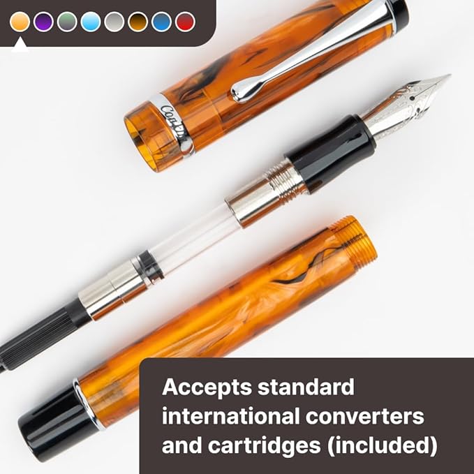 Conklin Duragraph Fountain Pen Orange Nights - Fine Nib, Luxury Writing Instrument with Vibrant Orange Finish