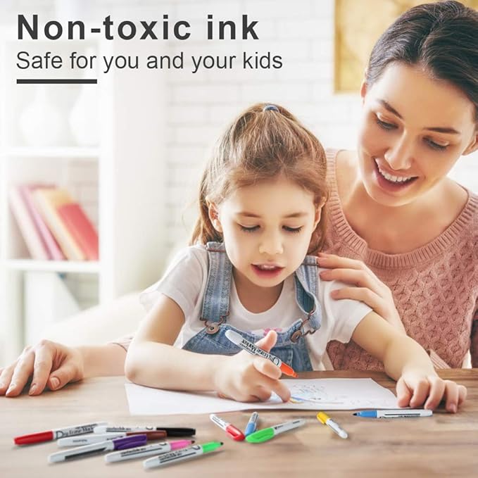 Volcanics Dry Erase Markers Low Odor Fine Whiteboard Markers Thin Box of 12, 10 Colors
