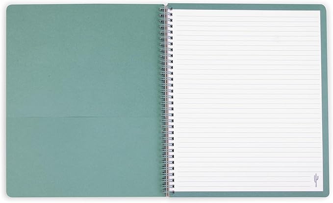 Steel Mill & Co Cute Large Spiral Notebook College Ruled, 11" x 9.5" with Durable Hardcover and 160 Lined Pages (Sage Plants)