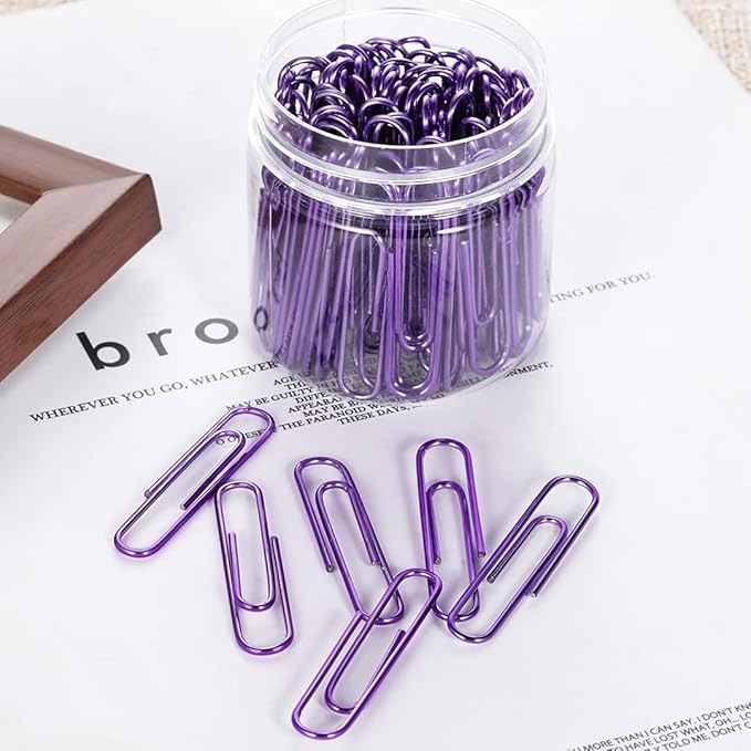 Vinaco Purple Jumbo Paper Clips, 100 Pack, 2 Inch (50 mm), Durable & Rust Resistant, Great for Office, School and Personal Use