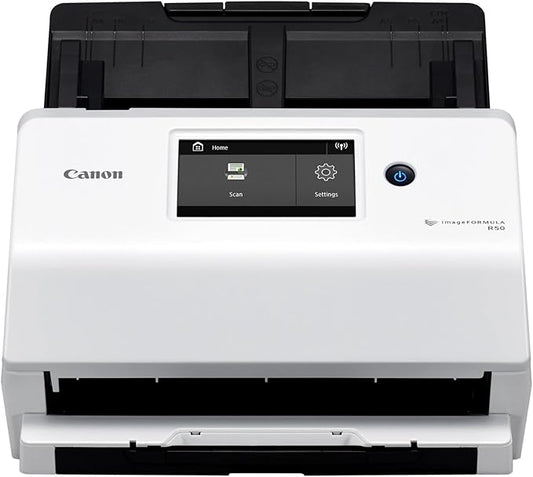 Canon imageFORMULA R50 Business Document Scanner for PC and Mac - Color Duplex Scanning - Connect with USB Cable or Wi-Fi Network - LCD Touchscreen - Auto Document Feeder - Easy Setup