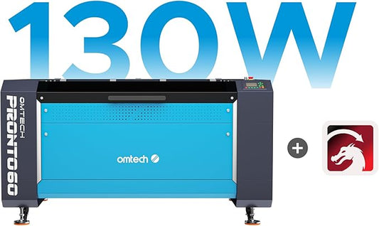 OMTech Pronto 130W CO2 Laser Engraver & Cutter with LightBurn – 51"x35" Workspace, 1,000mm/s Speed, Autofocus, 2-Way Pass, Air Assist, for Wood, Acrylic & More