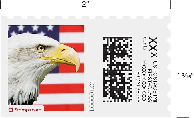 Bald Eagle NetStamps 1200-Pack (50 Sheets) Printable Postage Labels (Stamps.com Subscription Required) - Print Approved Postage - Inkjet & Laser Printers - Business, Personal, Home