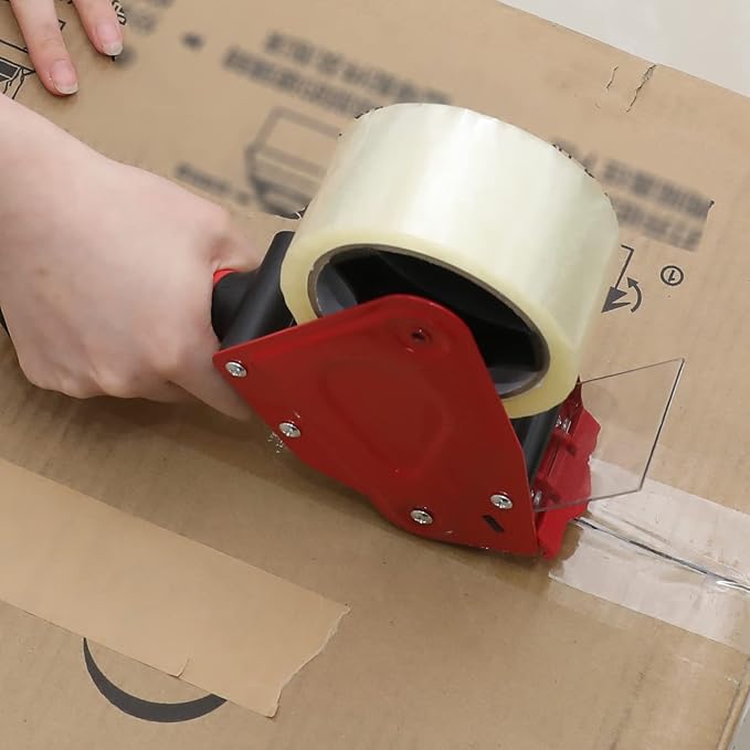 WELSTIK 2 Pack Red Non-Slip Silicone Handle Packing Tape Dispenser Gun 2 Inch -Heavy Duty Sealing Tape Cutter for Shipping, Carton and Box Sealing, Easy Operation