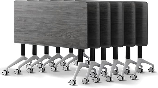 Conference Room Table with Flip-Top Design for Dynamic Meetings, Business Table Computer Desk with Heavy-Duty Frame,Foldable Seminar Meeting Tables for Home Office (6, B, 47.2IN)