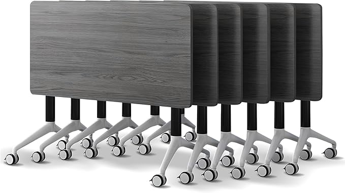 Conference Room Table with Flip-Top Design for Dynamic Meetings, Business Table Computer Desk with Heavy-Duty Frame,Foldable Seminar Meeting Tables for Home Office (6, B, 61IN)
