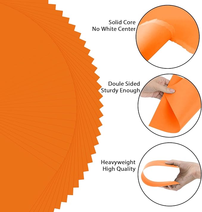OcePor 50 Sheets Orange Cardstock Paper, Colored Printer Paper 8.5 x 11, Thick Construction for Cards Making, Scrapbook,Office Printing, Invitations, Certificates,DIY Crafting 92 lb/250gsm