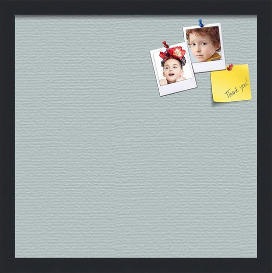 PinPix 16x16 Inch Cork Bulletin Board. This Decorative Framed Pin Board Comes with Soft Blue Design and a Satin Black Frame. Ideal for Home Office Decor or Message Board (PinPix-1814)