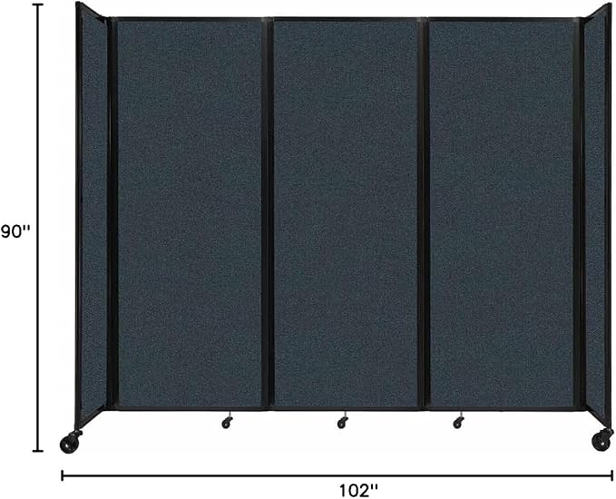 Versare Room Divider 360 Portable Wall Partition | Folding Panels | Large Freestanding Divider | Locking Wheels | Temporary Room Separator