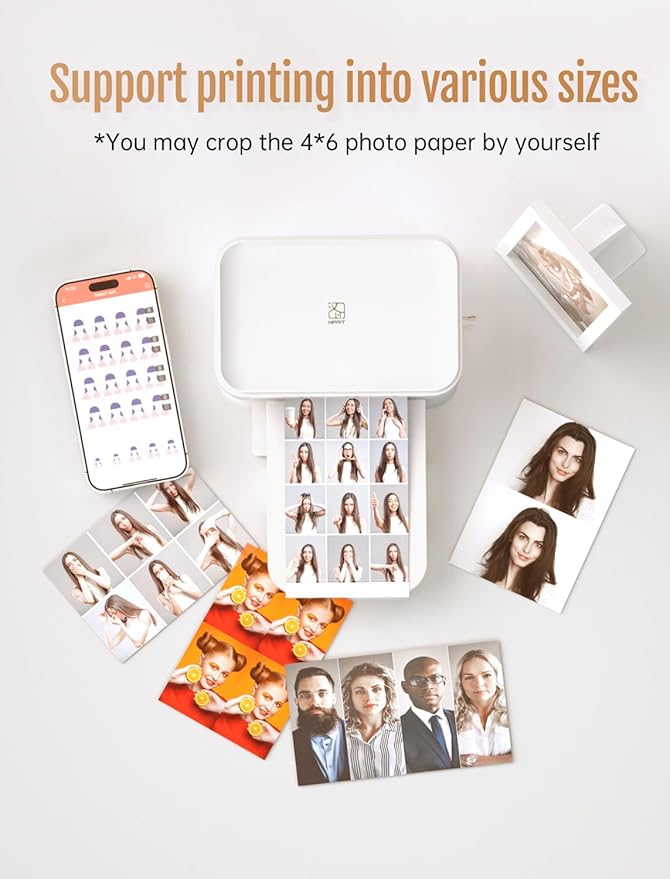 HPRT 4x6 Photo Printer, +20 Sheets&1 Ribbon, Picture Printer for iPhone, Android, Portable Dye-Sublimation, AR Video Printing(White)