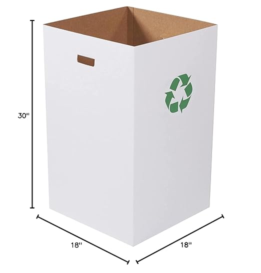 AVIDITI Cardboard Trash Cans and Recycling Bins, 40 Gallon 18"L x 18"W x 30"H (10-Pack) Reusable or Disposable Pop Up Garbage Boxes for Parties, Outdoor Events, Heavy Duty, Recycle