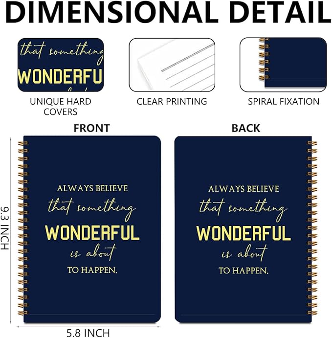 2Pcs Spiral Notebook, Eccolo Journal Notebook, 160 Pages Hardcover Notebooks Journals for Writing Travel Business Office, Christian Aesthetic Notebooks for Women Inspirational Gifts