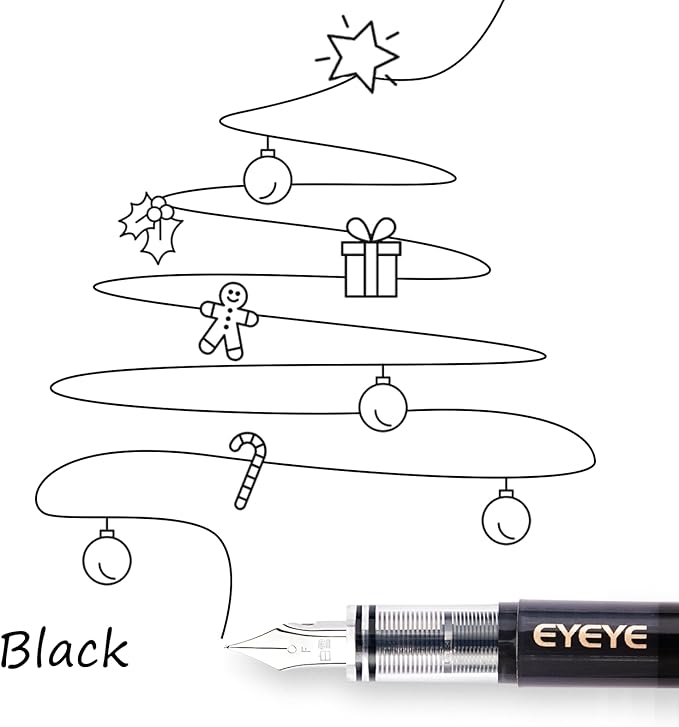 EYEYE Disposable Fountain Pens Fine Point, 4 Black 4 Blue Fountain Pens or Writing, Stainless Steel Nib, Smooth Writing for Calligraphy, Journaling, Drafting, Sketching, Doodling & Office Supplies