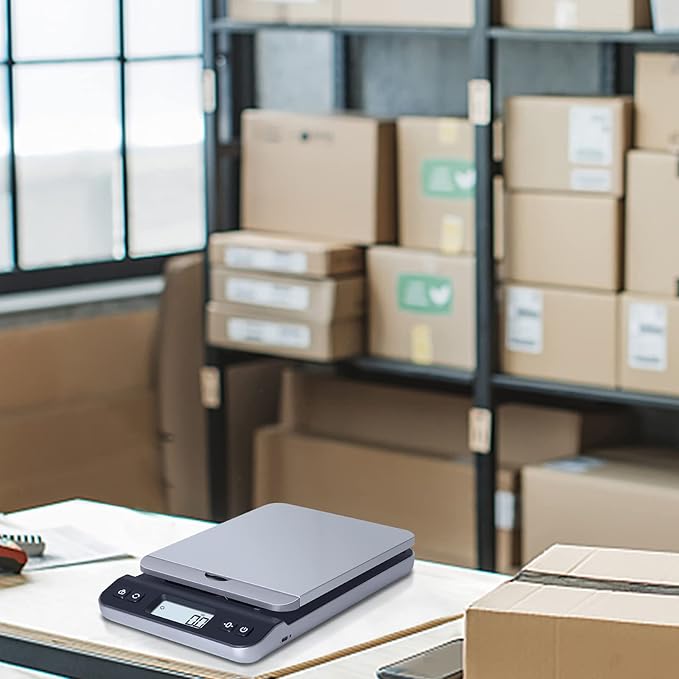 QP Shipping Scale, 86lb/0.1oz High Accuracy Digital Postal Scale for Packages, Hold/Tare Function, Backlit LCD Display, Flip-up Holder, Postage Scale, Mail Scale, Battery & Tape Measure Included