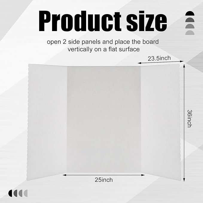 Paterr Trifold Poster Board with Storage Bag, Hook and Loop Fabric, Foldable 3 Panel Presentation Board for Science Fair and Exhibitions(White,72 x 36 Inch)