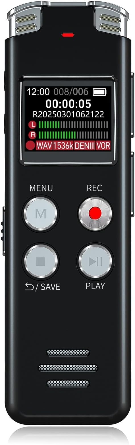 64GB Digital Voice Recorder with Playback: Voice Activated Recorders for Lectures Meetings Interviews - EVISTR Dictaphone Recording Device Tape Recorder Portable Mini, Audio Recorder with USB, MP3